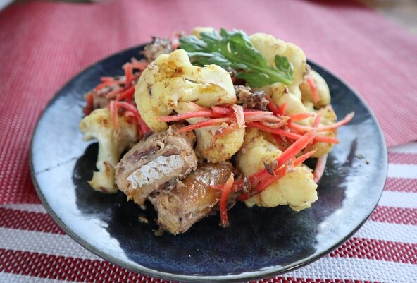 サバ缶とカリフラワーのスパイス炒め