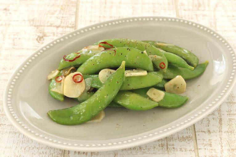 スナップエンドウのペペロンチーノ