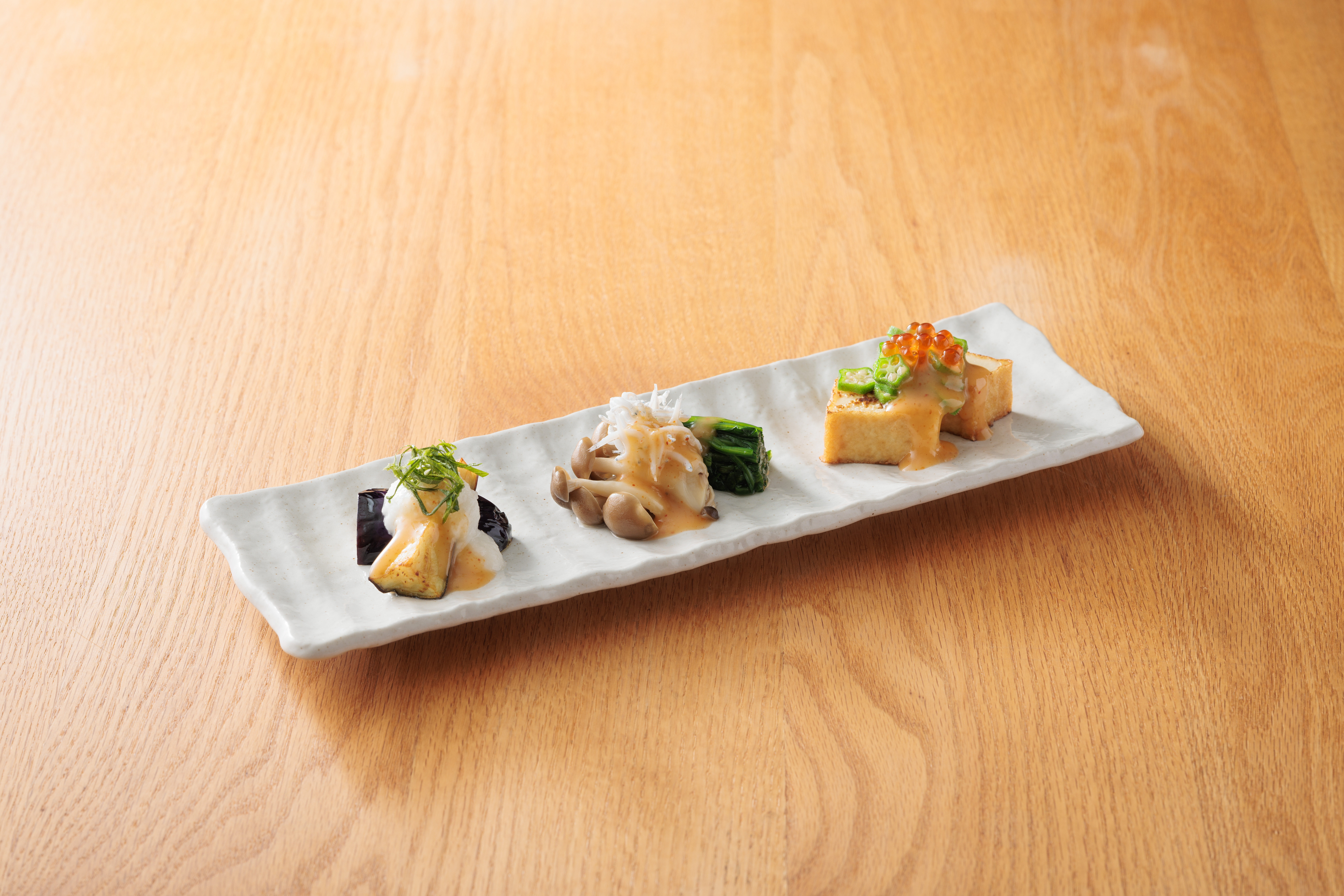 ゆず胡椒のピリ辛前菜3種